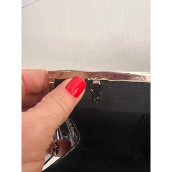 Shiny Black Croc embossed clutch wallet womens - Picture 15 of 15